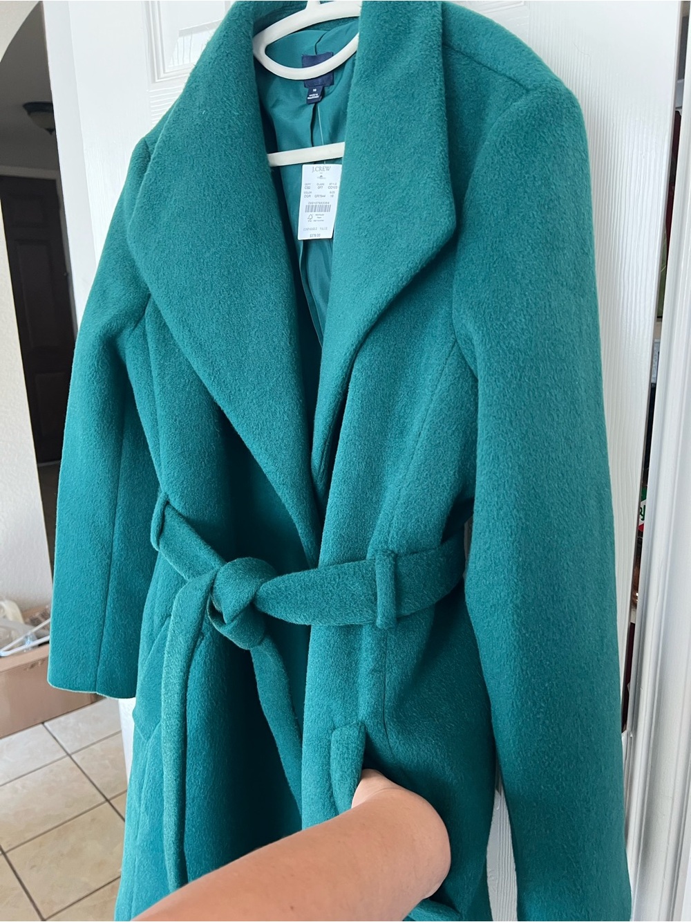 J. Crew Emerald Green Belted Coat 16 - Picture 6 of 11